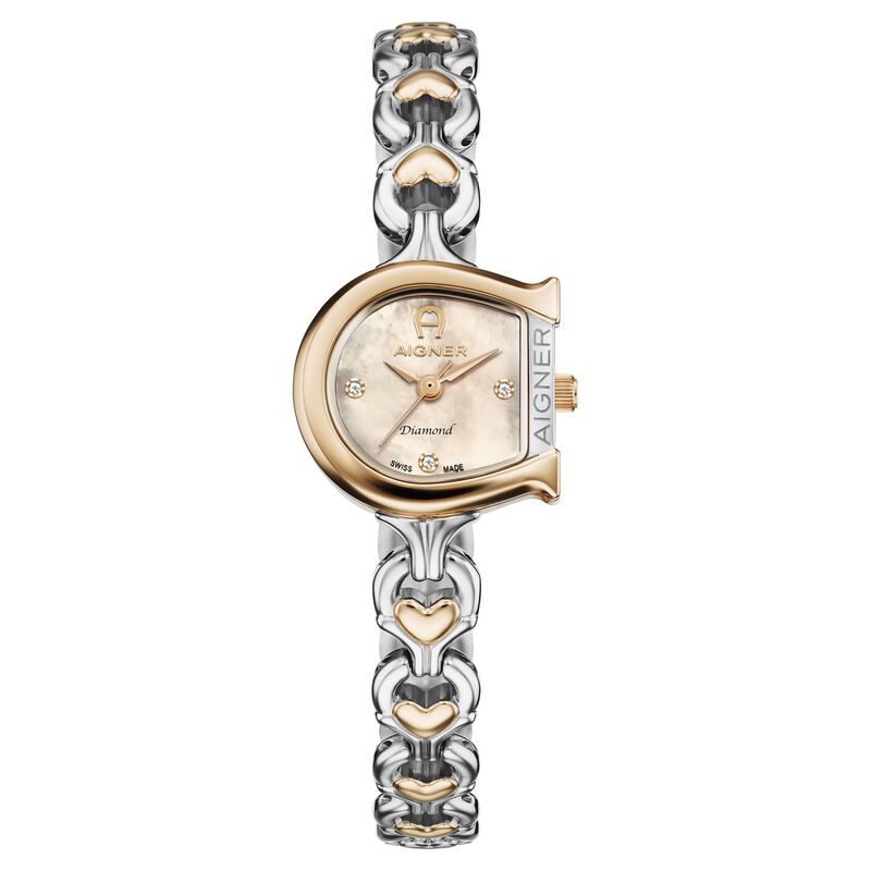 Aigner Quartz Analog White Dial Rose Gold Stainless Steel Strap Watch For Women