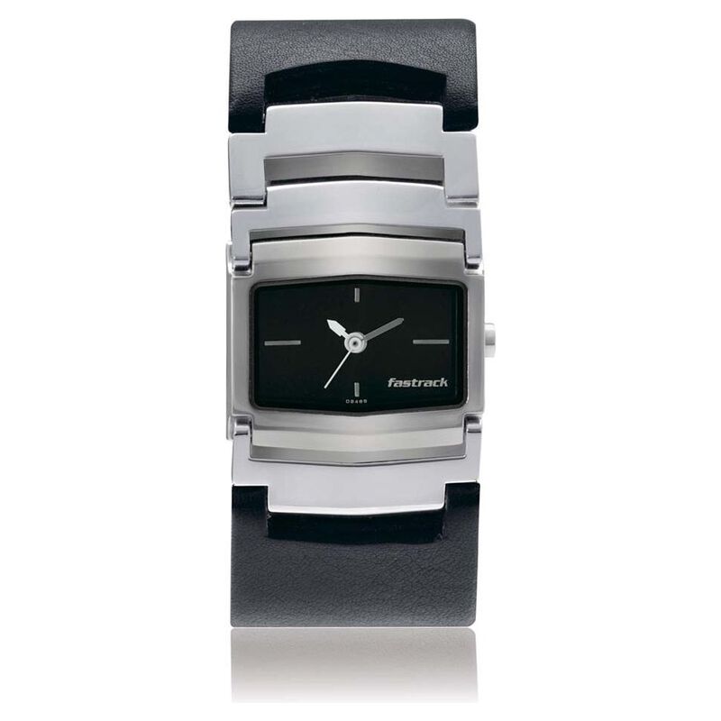 Fastrack Quartz Analog Black Dial Leather Strap Watch for Girls