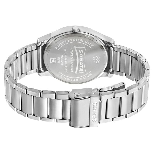 Sonata Quartz Analog with Day and Date Black Dial Stainless Steel Strap Watch for Men - image number 3