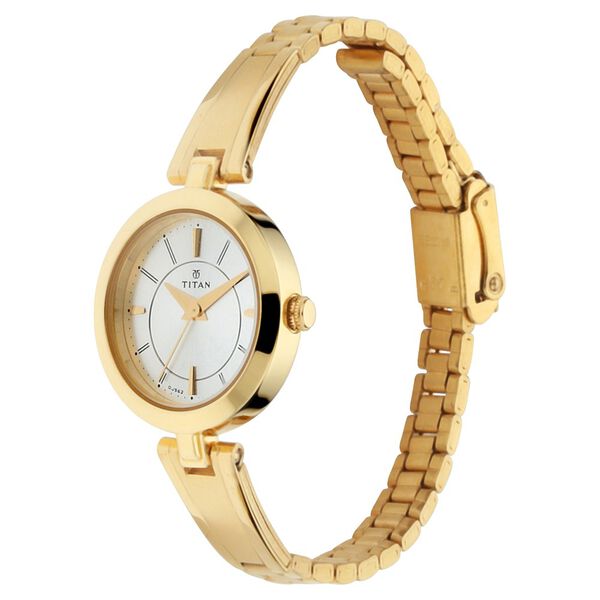 Titan Quartz Analog Silver Dial Golden Metal Strap Watch For Women - image number 2