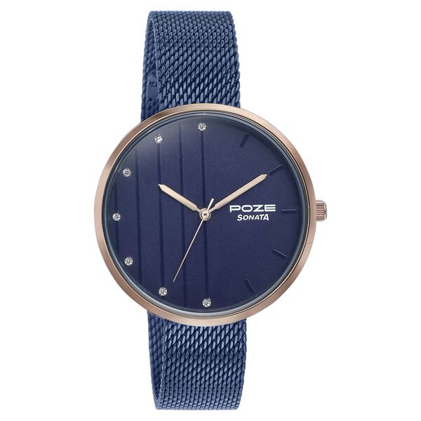 Sonata Poze Quartz Analog Blue Dial Blue Color Stainless Steel Strap Watch For Women - image number 2