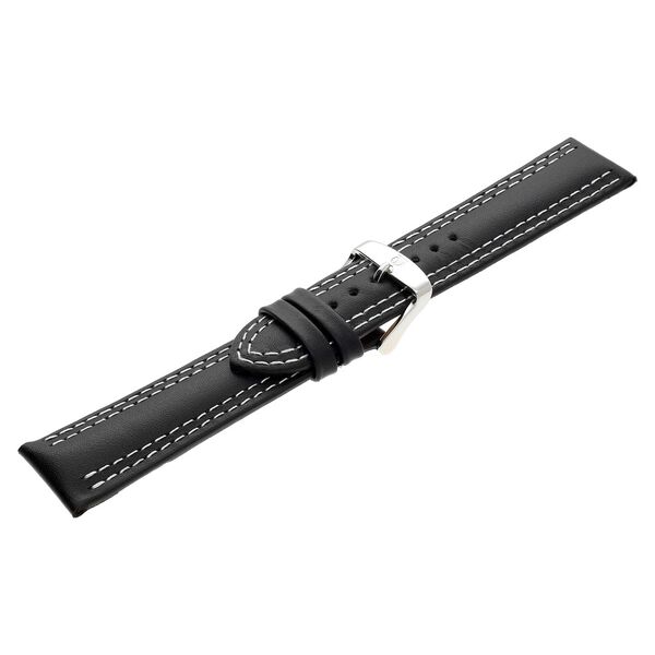 22 mm Black Genuine Leather Straps for Men - image number 3