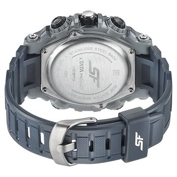 SF Quartz Analog Digital Blue Dial PU Strap Watch for Men