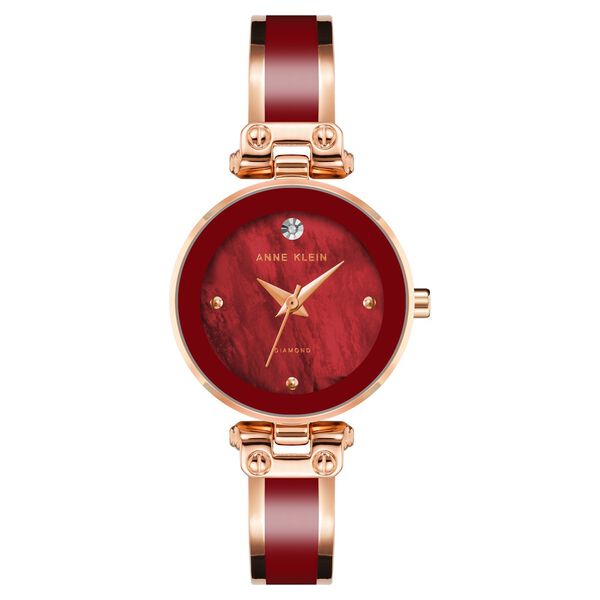 Anne Klein Quartz Analog Maroon Dial Metal Strap Watch for Women - image number 0