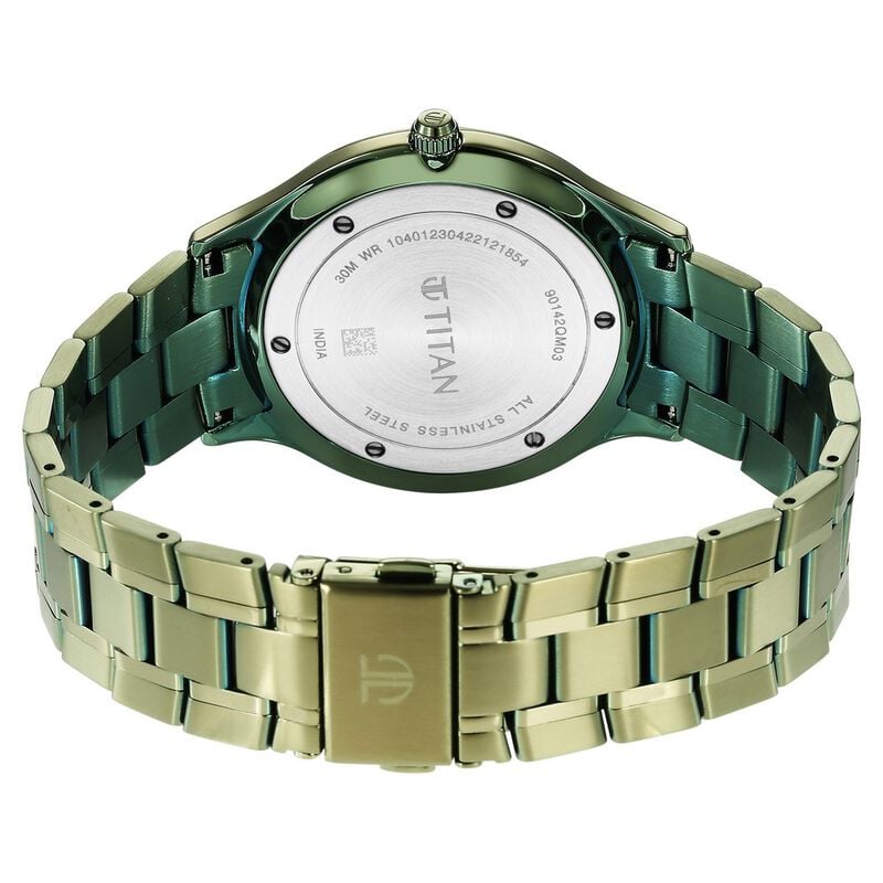 Titan Classique Slimline Green Dial Analog with Day and Date Stainless Steel Strap watch for Men - image number 4