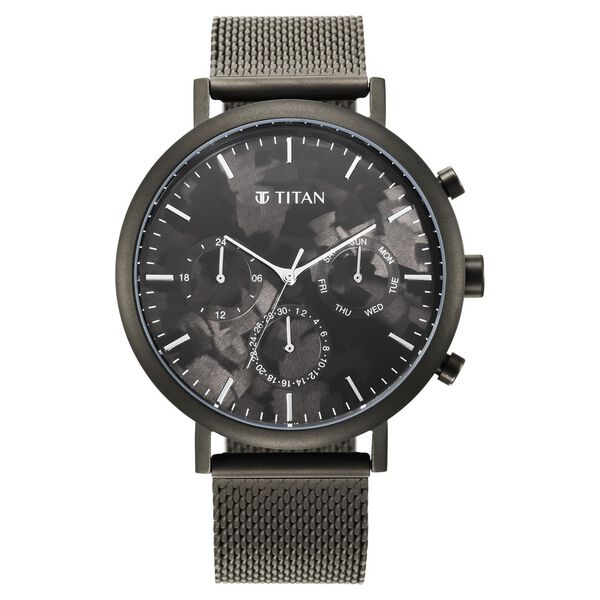 Titan Quartz Analog with Day and Date Black Dial Stainless Steel Strap Watch for Men - image number 1