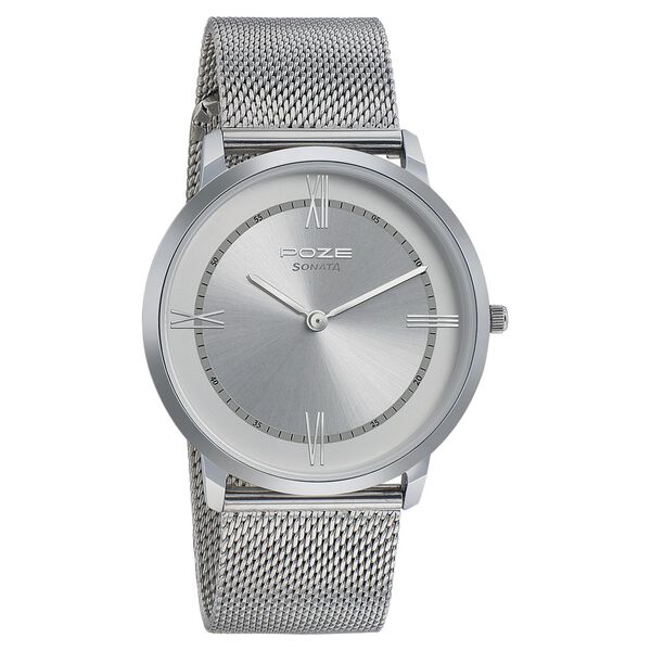 Sonata Poze Quartz Analog Silver dial Metal Strap Watch for Men - image number 0