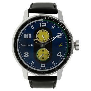 Fastrack Quartz Analog Grey Dial Leather Strap Watch for Guys