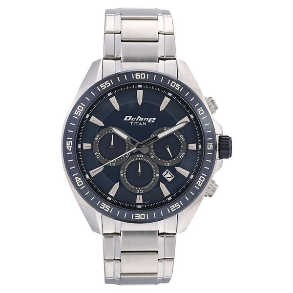 Titan Octane Blue Dial Chronograph Stainless Steel Strap watch for Men - image number 0