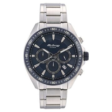 Titan Octane Blue Dial Chronograph Stainless Steel Strap watch for Men