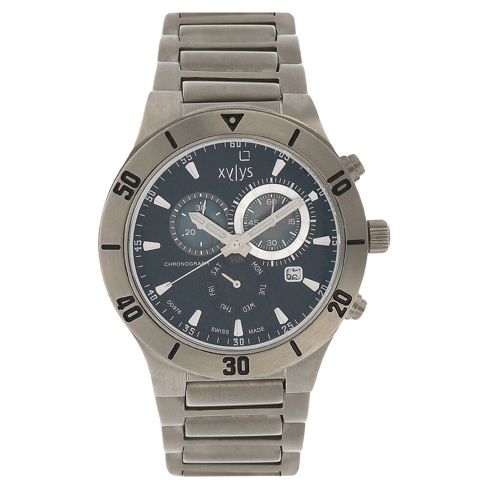 Buy Online Xylys Swiss Chronograph Silver Titanium Strap and Black Dial Watch For Men nr9295tm01 Titan