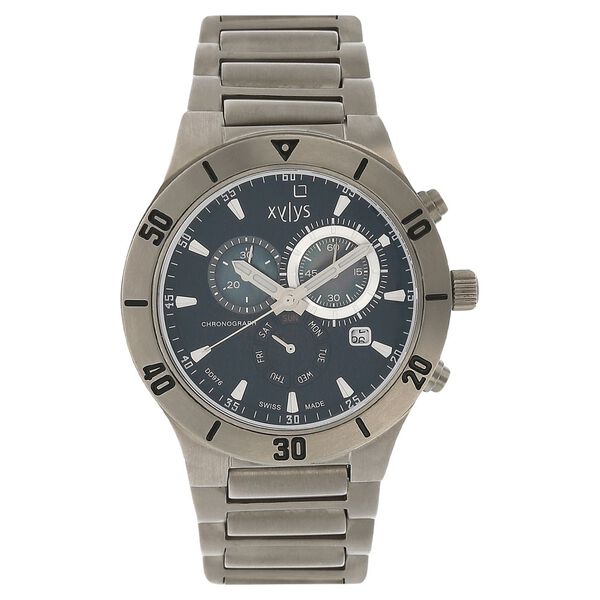 Xylys Swiss Chronograph Silver Titanium Strap and Black Dial Watch For Men - image number 0