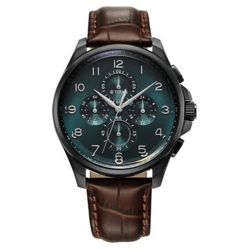 Titan Classic Chrono Blue Dial Quartz Multifunction Leather Strap watch for Men