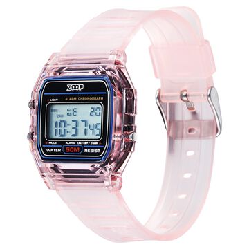 Zoop By Titan Clear Series Digital Dial Pink Plastic Strap Watch For Kids