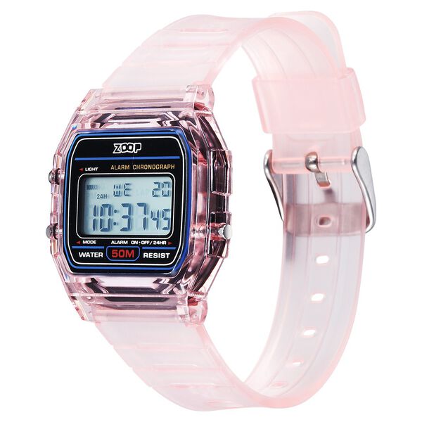 Zoop By Titan Clear Series Digital Dial Pink Plastic Strap Watch For Kids - image number 2