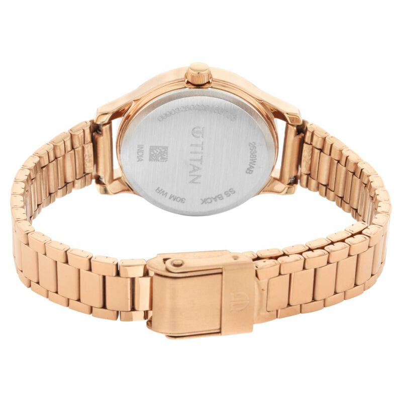 Titan Quartz Analog with Date Rose Gold Dial Metal Strap Watch for Women - image number 4