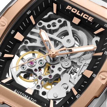 Police Automatic With Self Winding Automatic With Self Winding Brown Dial Stainless Steel Strap Watch For Men