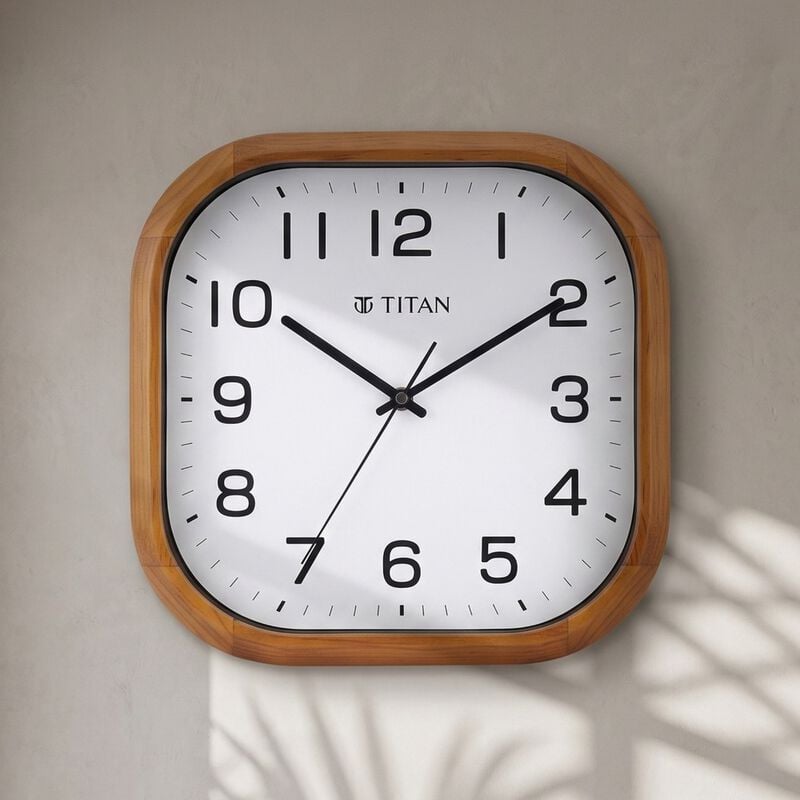 Buy Online Titan Wooden Classic White Dial Square Wall Clock with Pine ...