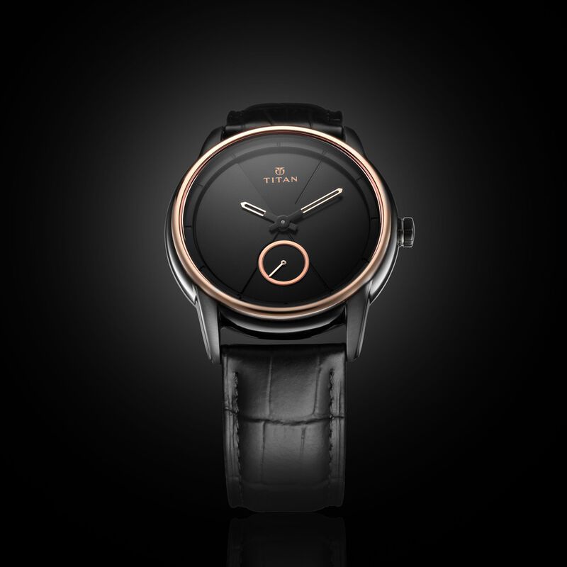Titan Xerxes Desai Quartz Analog Black Dial Leather Strap Unisex Watch