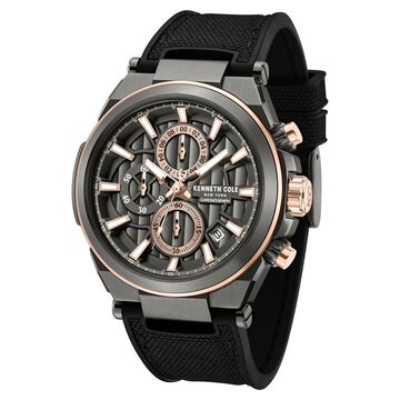 Kenneth Cole Quartz Multifunction Grey Dial Black Colour Silicone Strap Watch For Men