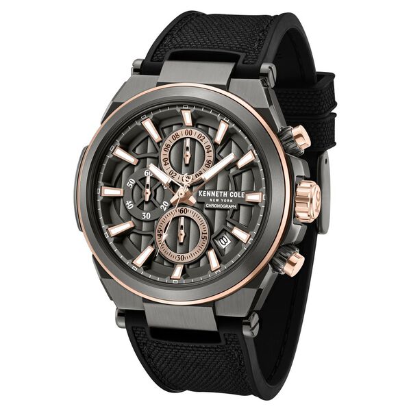 Kenneth Cole Quartz Multifunction Grey Dial Black Colour Silicone Strap Watch For Men - image number 1