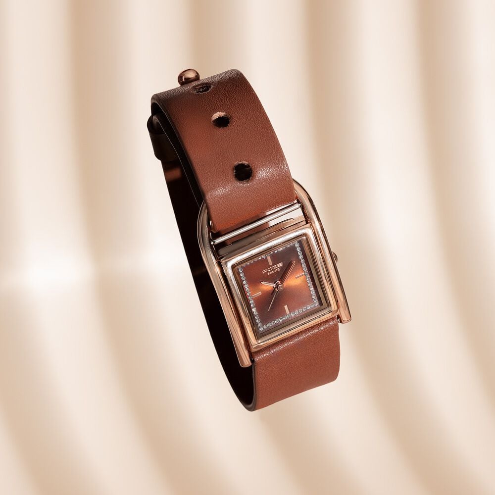 Sonata Poze Quartz Analog Brown Dial Brown Leather Strap Watch For Women-image-31