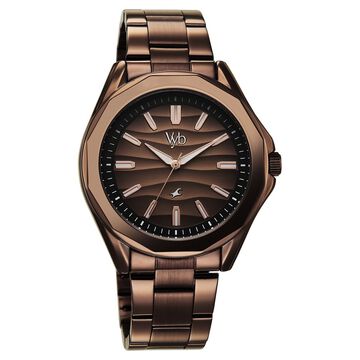 Vyb Drift By Fastrack Quartz Analog Brown Dial Brown Stainless Steel Strap Watch For Guys