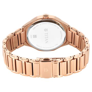 Titan Purple Glitz Rose Gold Dial Analog Stainless Steel Strap Watch for Women