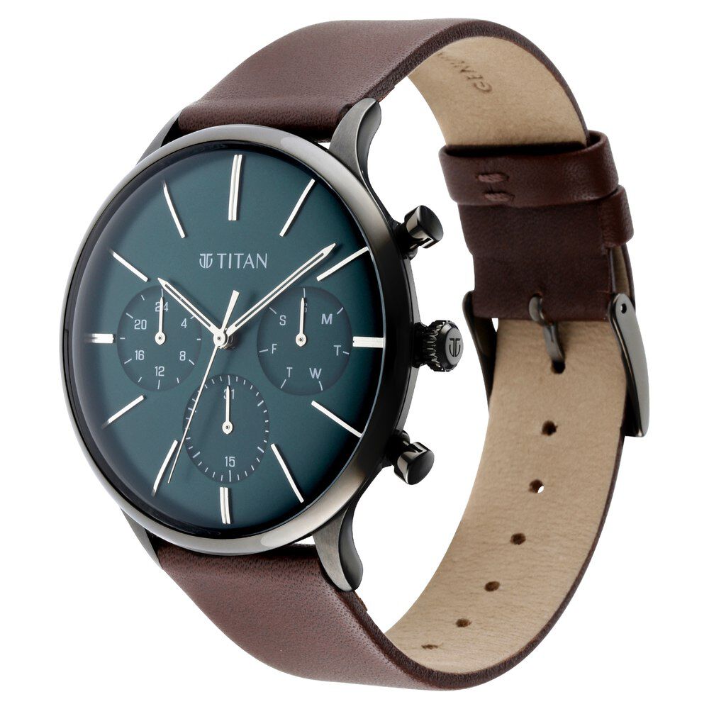 Titan watch green new arrivals dial