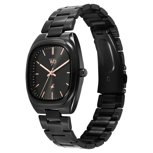 Fastrack Vyb Aviator Quartz Analog Black Dial Black Metal Strap Watch For Guys - image number 3