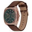 Tommy Hilfiger Quartz Multifunction Green Dial Brown Leather Strap Watch for Men - image number 1