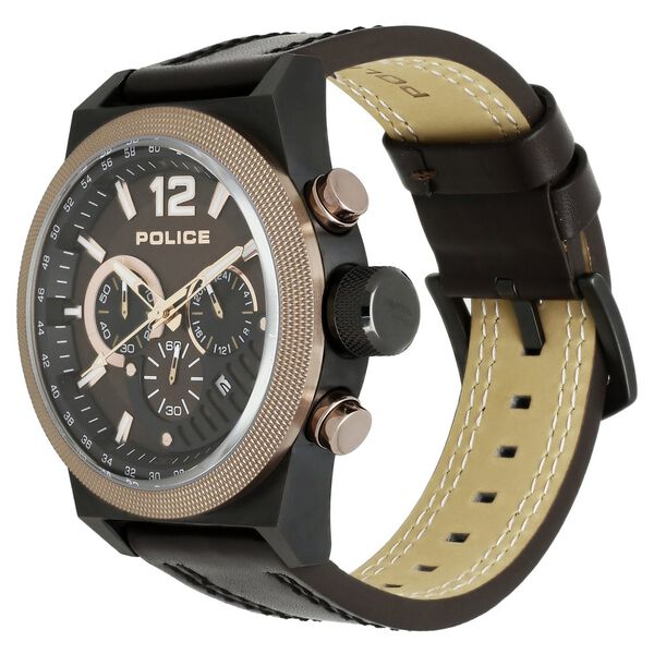 Police Quartz Chronograph Brown Dial Leather Strap Watch for Men - image number 2