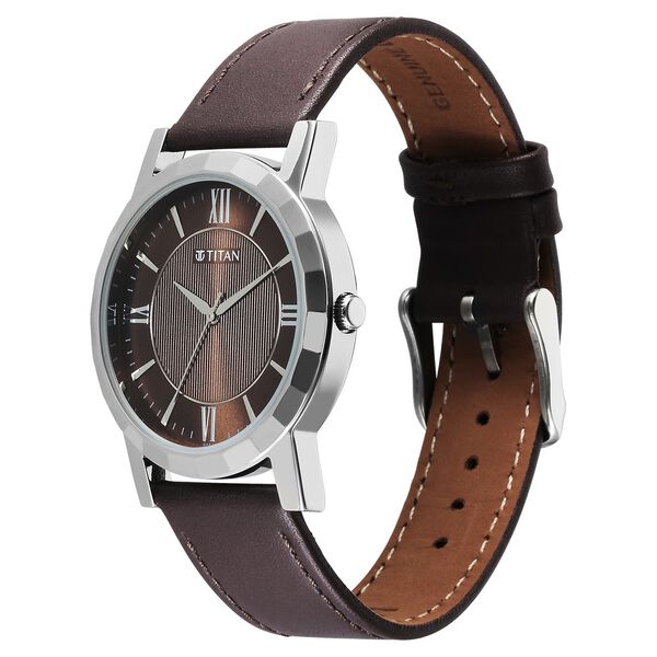 Titan Karishma Zing Quartz Analog Brown Dial Leather Strap Watch for Men - image number 2