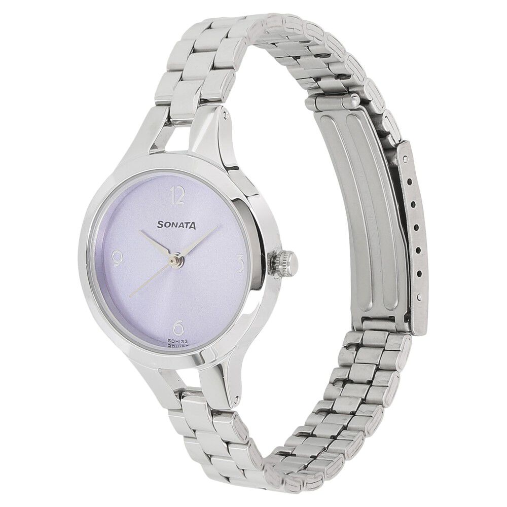 Buy Online Sonata Steel Daisies Purple Dial Women Watch With