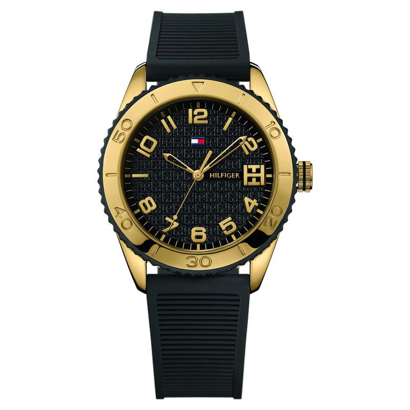 Tommy Hilfiger Quartz Analog Black Dial Silicone Strap Watch for Women