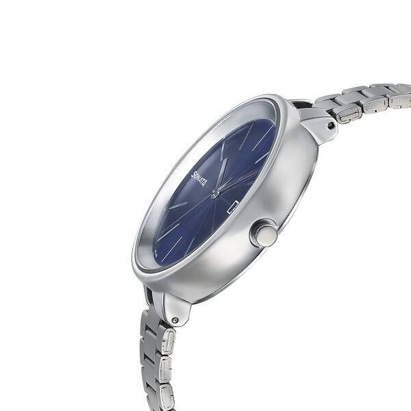 Sonata Quartz Analog Blue Dial Stainless Steel Strap Watch for Women - image number 2