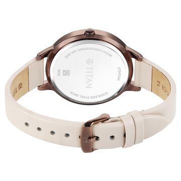 Titan Razzle Dazzle Quartz Analog Brown Dial Leather Strap Watch For Women