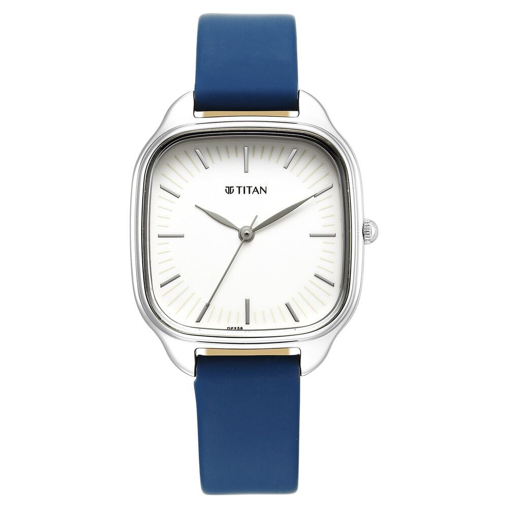 Titan Workwear Quartz Analog Beige Dial Blue Leather Strap Watch For Women-image-41