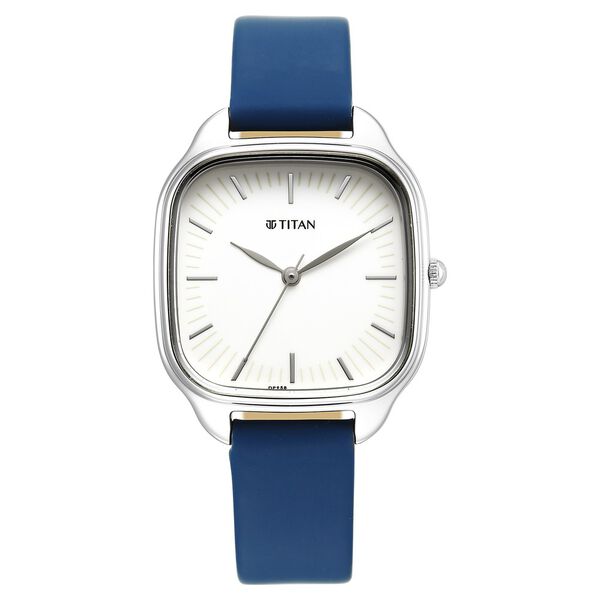 Titan Workwear Quartz Analog Beige Dial Blue Leather Strap Watch For Women - image number 0