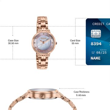 Sonata Jashn Quartz Analog Pink Mother Of Pearl Dial Rose Gold Metal Strap Watch For Women