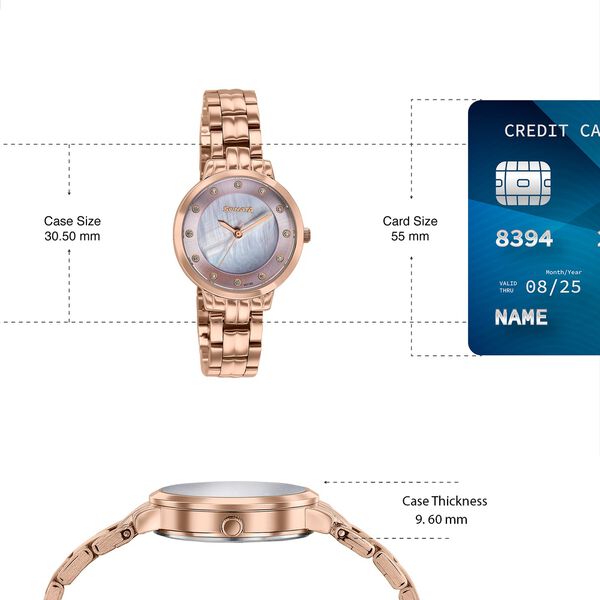 Sonata Jashn Quartz Analog Pink Mother Of Pearl Dial Rose Gold Metal Strap Watch For Women - image number 3