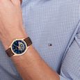 Tommy Hilfiger Automatic Automatic Blue Dial Brown Leather Strap Watch For Men - image number 3