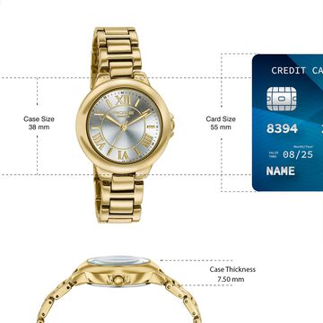 Poze By Sonata Quartz Analog silver Dial Golden Metal Strap Watch For Women