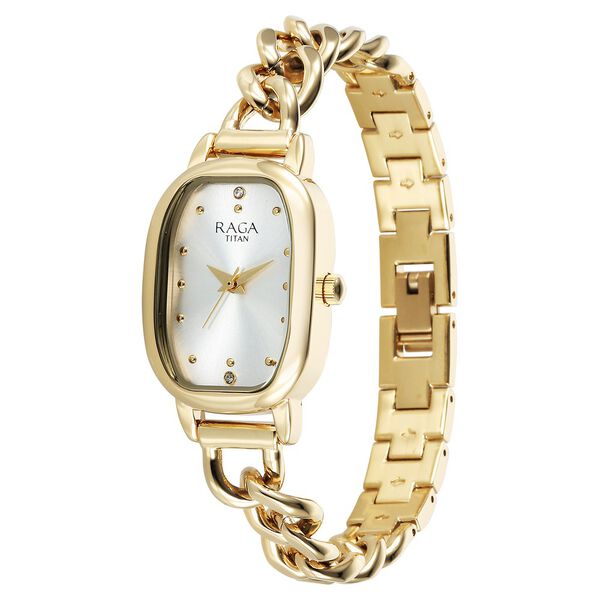 Titan Raga Showstopper Quartz Analog Silver Dial Metal Strap Watch For Women - image number 2