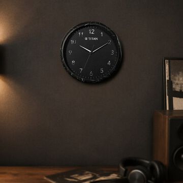 Titan Black Marble Dial Wall Clock with 3D Project Numerals & Silent Sweep - 35.5 cm x 35.5 cm x 5 cm (Medium)