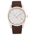 Xylys Swiss Multifunction Brown Leather Strap White Dial Watch For Men - image number 1