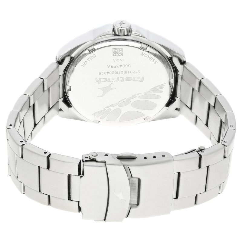 Fastrack Loopholes Quartz Analog with Date Black Dial Stainless Steel Strap Watch for Guys - image number 4