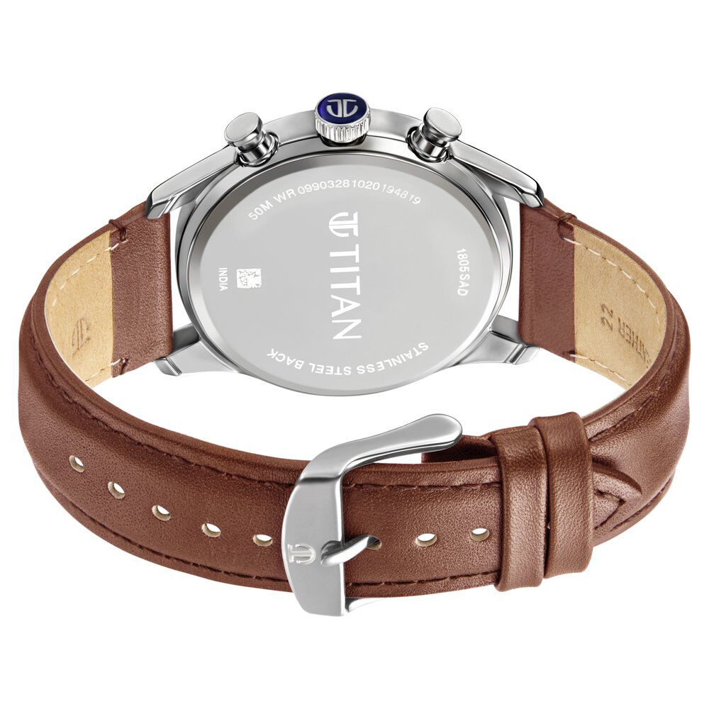 Buy Online Titan Elmnt Metal Brown Leather Strap watch for Men