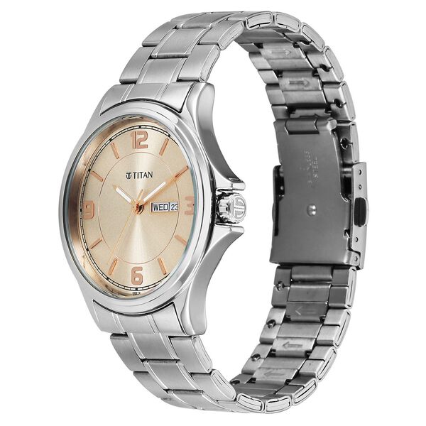 Titan Neo Arabic Analog with Day Date Beige Dial Silver Stainless Steel Strap Watch for Men - image number 4