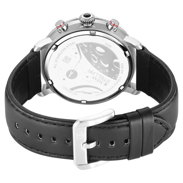 Titan Stellar Quartz Multifunction Black Dial Leather Strap Watch for Men - image number 5